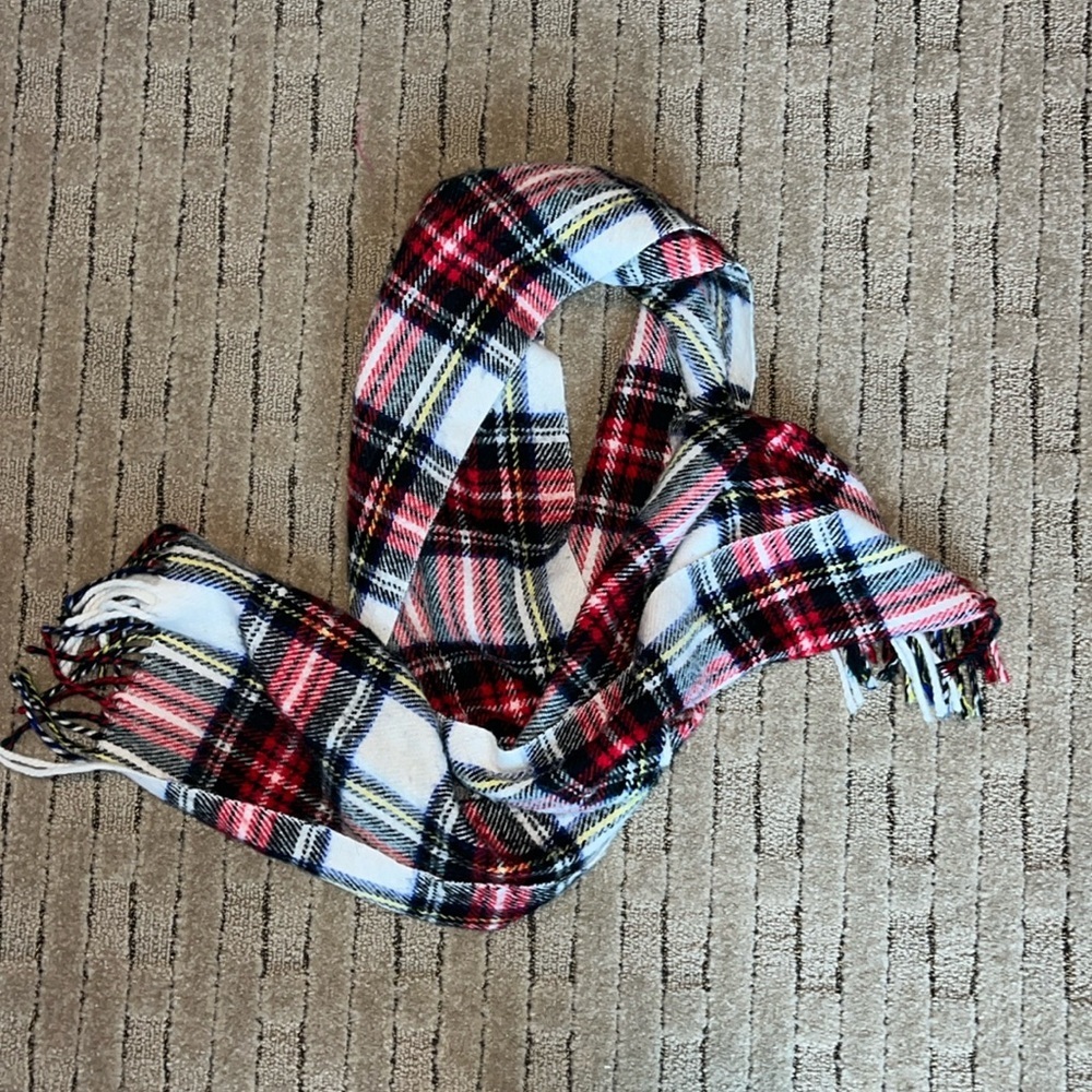 Red and white plaid scarf from dry goods
